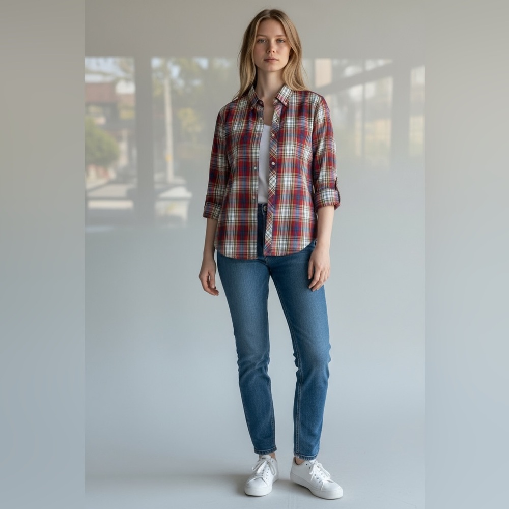 NWT J Crew Plaid Slim Secret Wash Cotton Poplin Shirt Size Small Preppy Academia